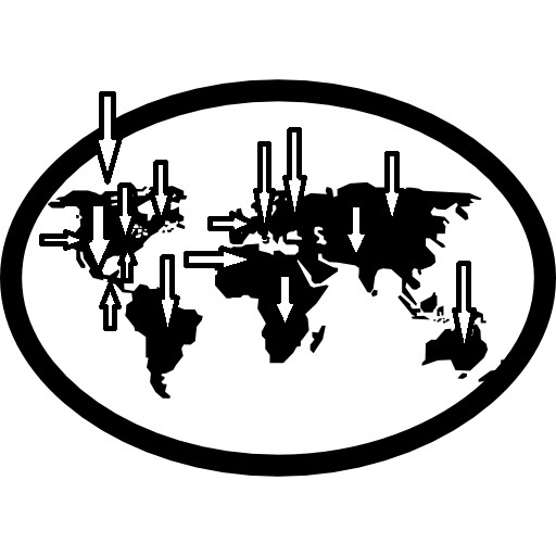 continents with arrows